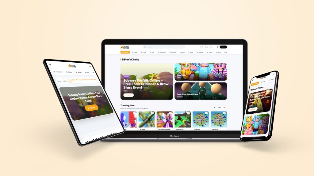 Custom WordPress Theme for a Free Online Gaming Portal - Suenagames Website Cover