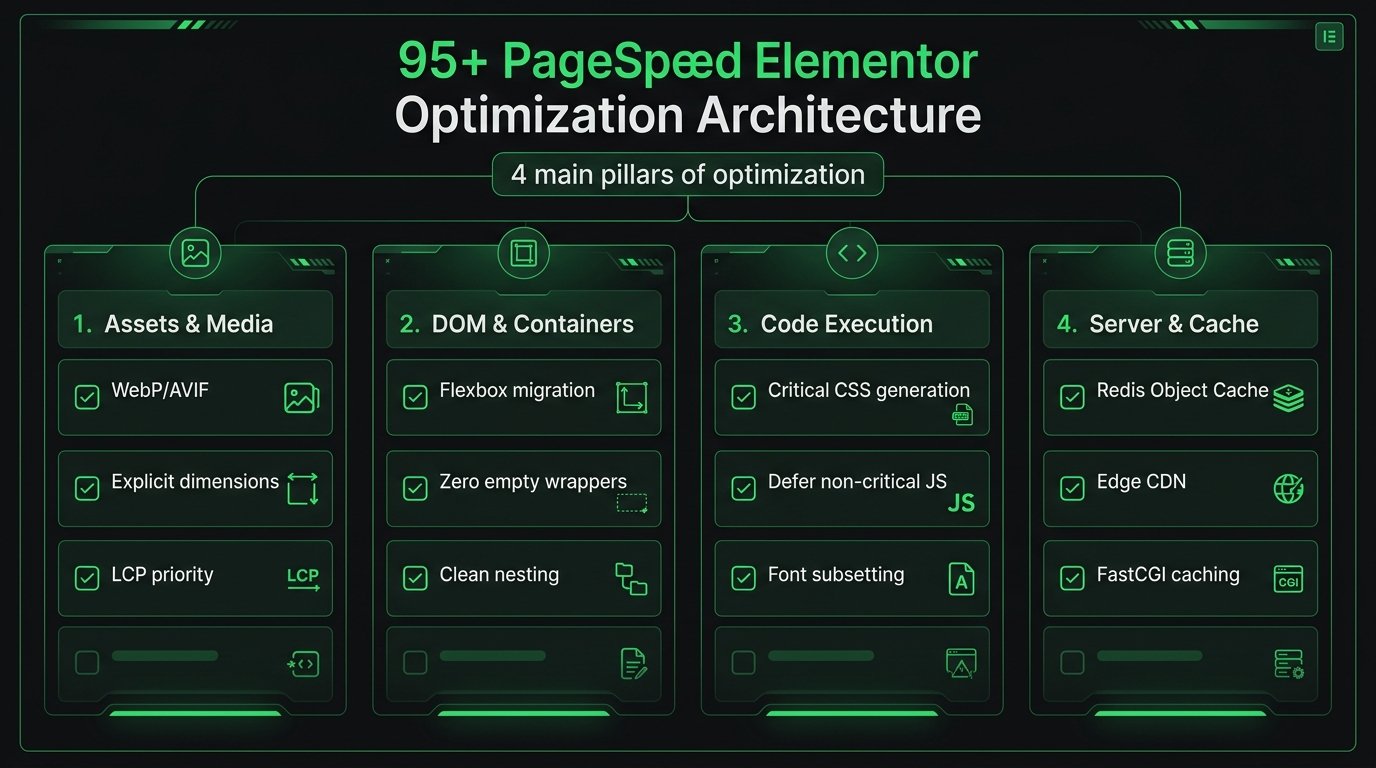 95+ PageSpeed Elementor Optimization Architecture: 4 Pillars of Performance