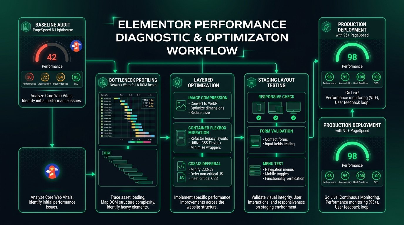 Elementor Performance Diagnostic & Optimization Workflow Flowchart